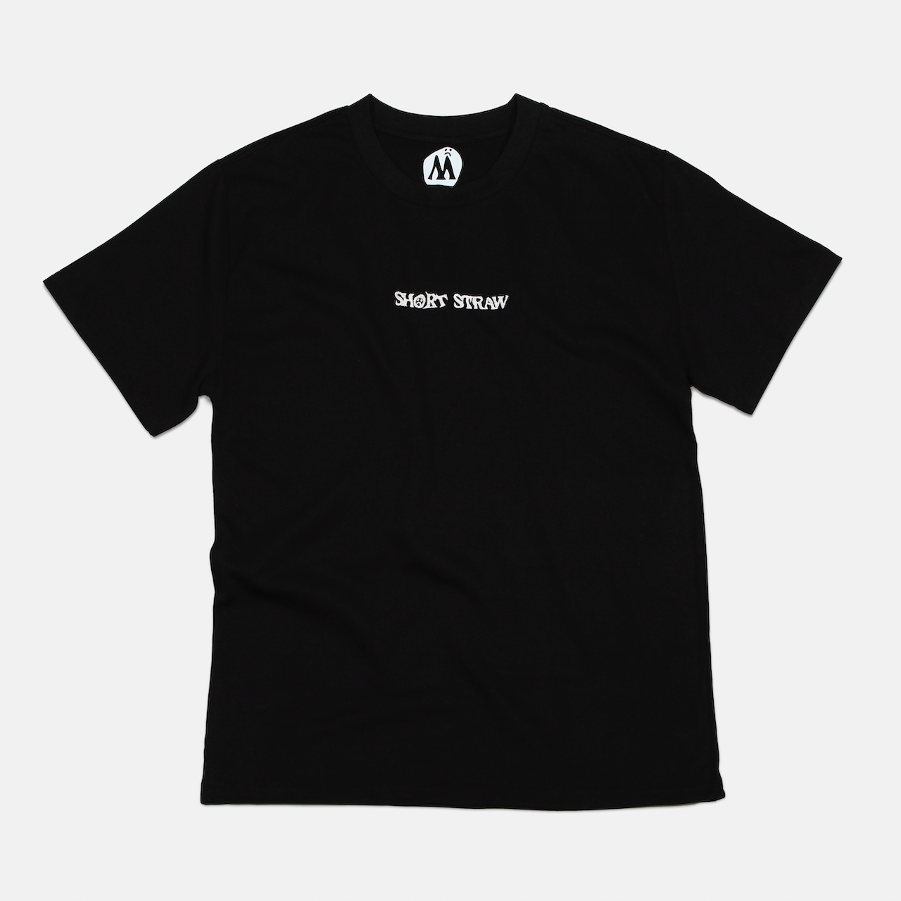 SHORT STRAW LOGO T-SHIRT - BLACK - HEAVY FIT