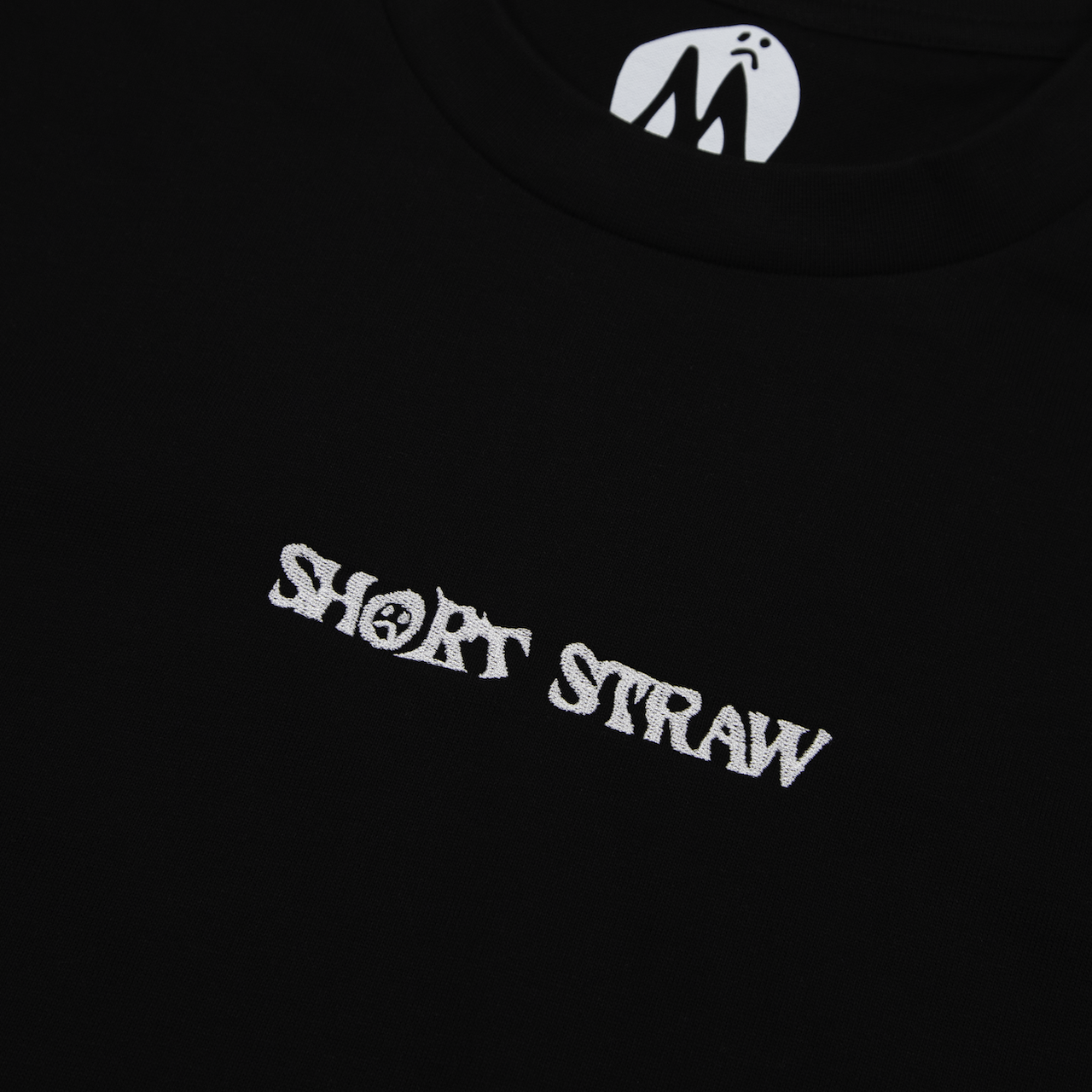 SHORT STRAW LOGO T-SHIRT - BLACK - HEAVY FIT