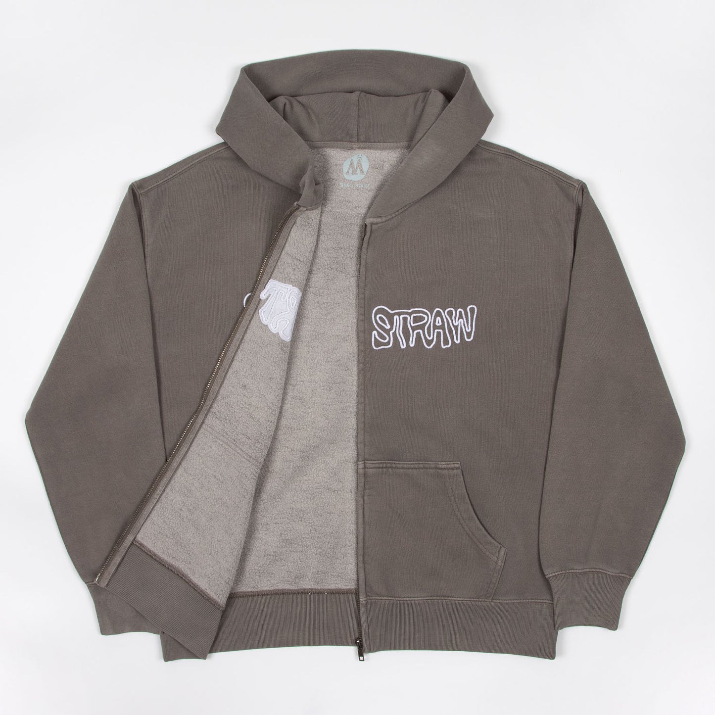 Warped Logo Zip Hood - Washed Grey