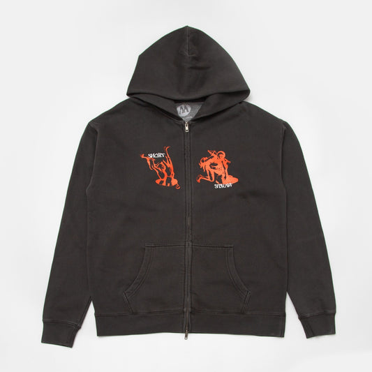 DIVORCE ZIP HOODIE - BLACK - RELAXED FIT
